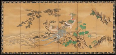 Phoenixes and Paulownia [right of a pair], Kano Tanshin, early 18th century