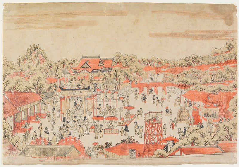 Fukagawa Hachiman Shrine in Edo, Тоёхару Утагава, 1770-е