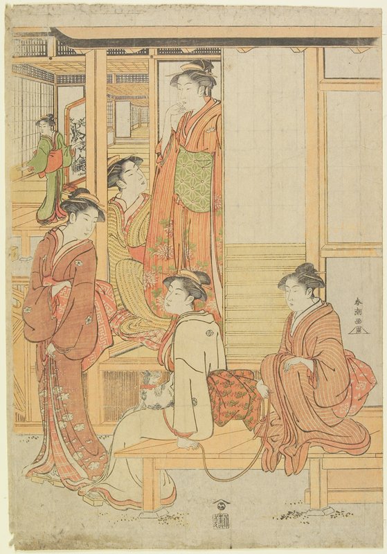 A Group of Ladies on a Veranda, Katsukawa Shunchō, late 18th century