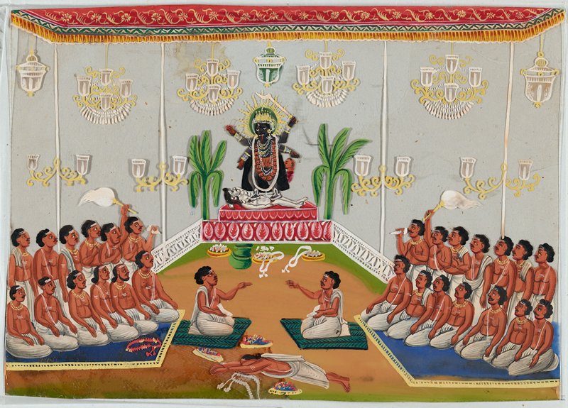 Priests worshipping the Goddess Kali, 19th century