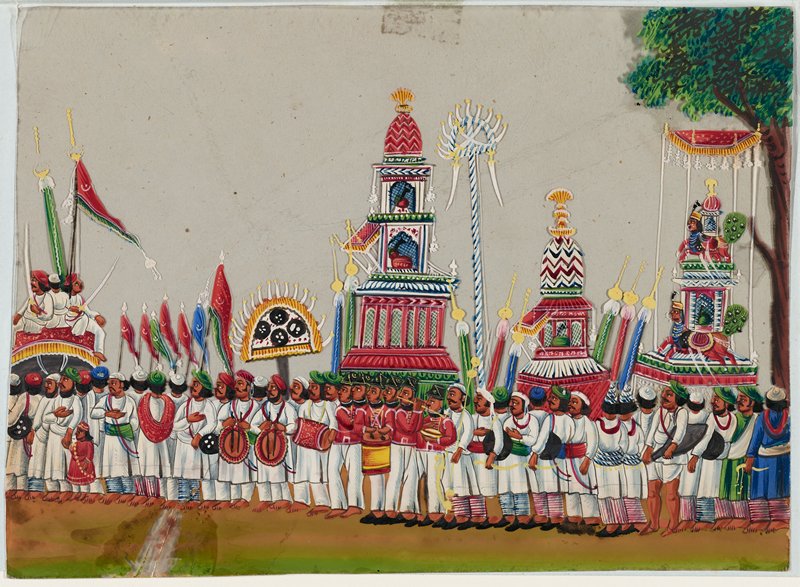 Festival with temple carts, 19th century