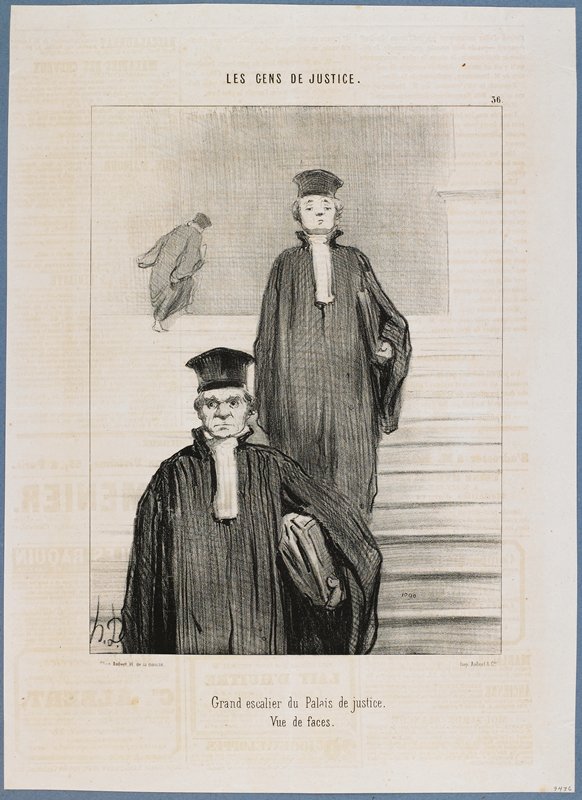 The grand staircase of the Palais de Justice: View of Faces