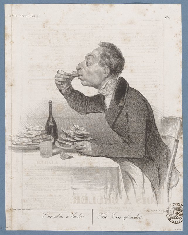 The Lover of Oysters (Galerie Physionomique), from Le Charivari