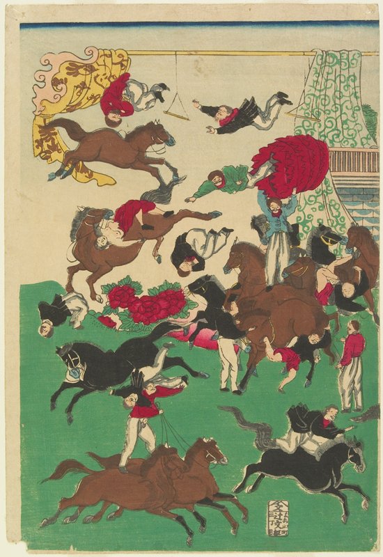 (Circus Stunts), attributed to Utagawa Yoshitora, 19th century