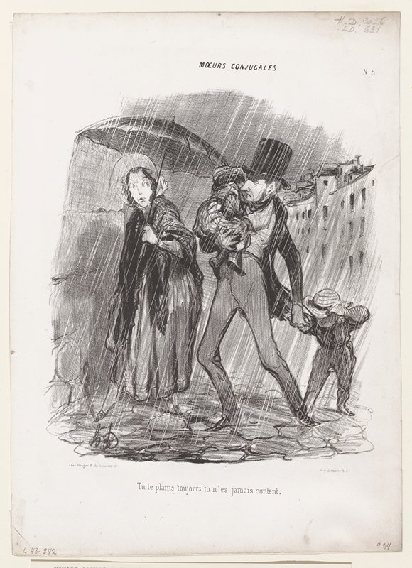 Tu te plains toujours tu n'es jamis, Moeurs Conjugales, pl. 8, Оноре Домье, XIX век