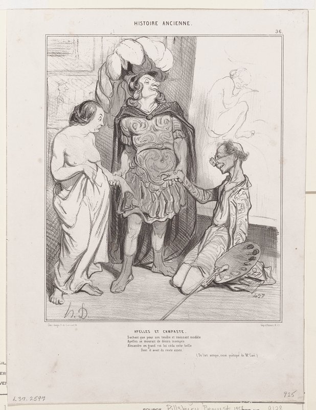 Appelles et Campastes (Histoire Ancienne, Pl. 36), Оноре Домье, XIX век