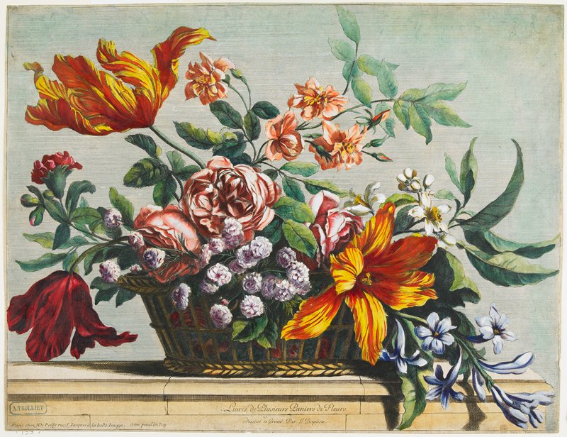 Basket of Flowers, Nicolas de Poilly, c. 1660