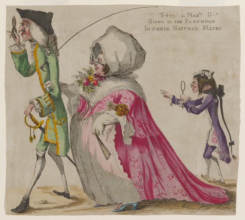 Long Tom & Mad[emoisel]le G-d. Going to the Pantheon in Their Natural Masks, William Austin, 1773