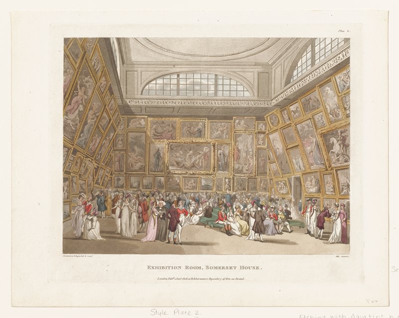 Exhibition Room, Somerset House, from The Microcosm of London, Augustus Charles Pugin, January 1, 1808