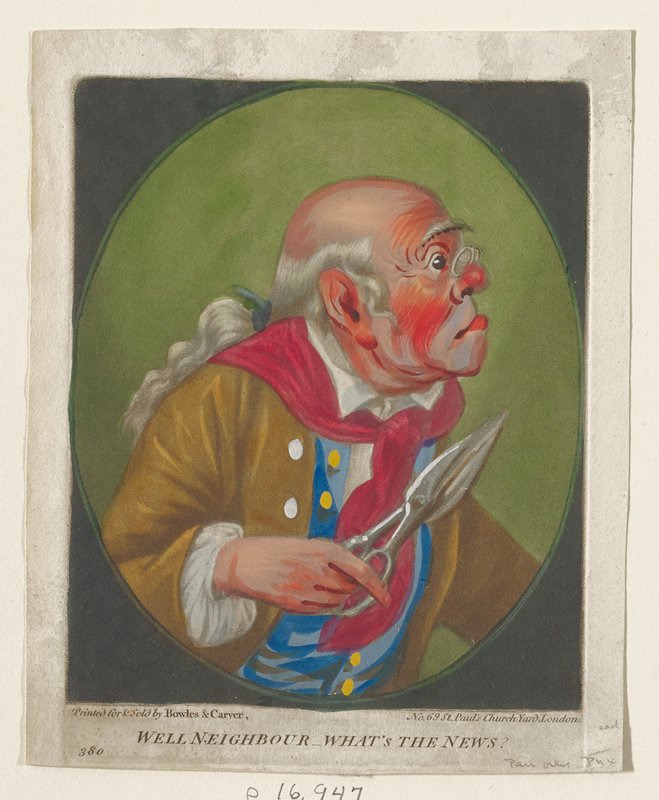 Well Neighbour-- What's the News?, from A Set of Heads, Robert Dighton, c. 1795