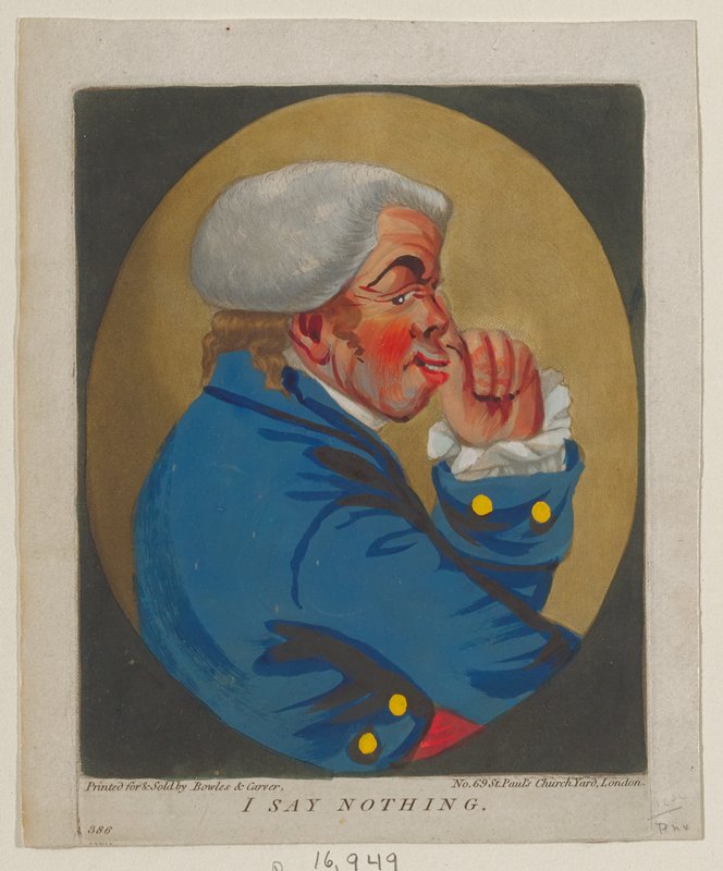 I Say Nothing, from A Set of Heads, Robert Dighton, c. 1795