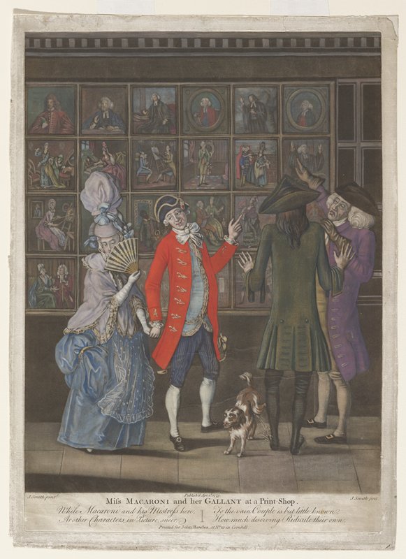 Miss Macaroni and Her Gallant at a Print Shop, John Raphael Smith, April 2, 1773