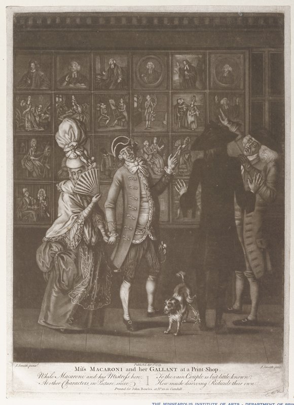 Miss Macaroni and her Gallant at a Print-Shop, John Raphael Smith, April 2, 1773