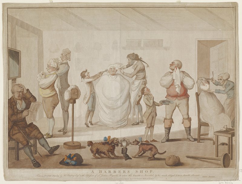 A Barbers Shop, Henry William Bunbury, March 24, 1787