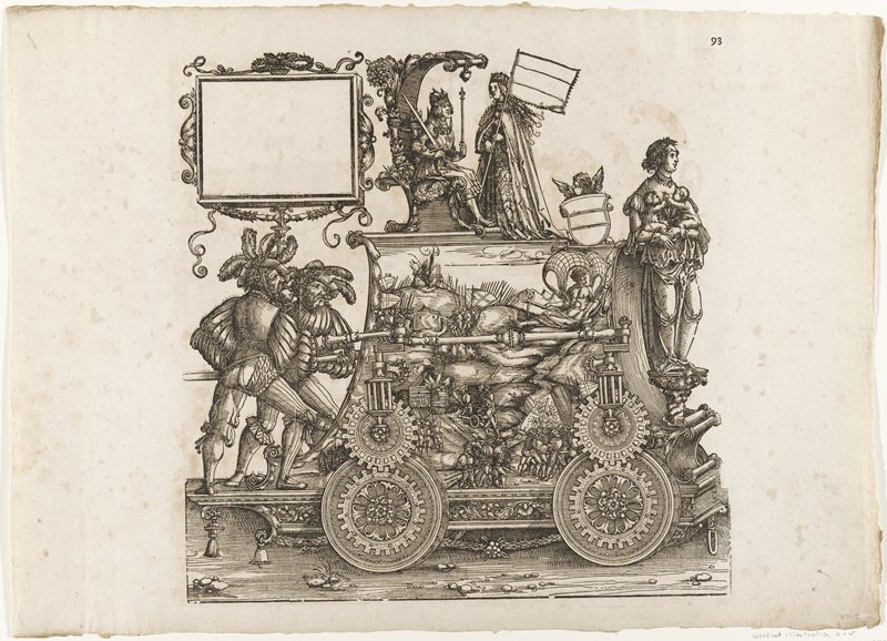 Plate from Series Here Follow the Wars: Wherein a few Landskechte carry some castles and towns in the old Roman Style, from The Triumph of Maximilian I, attributed to Hans Springinklee, 1796