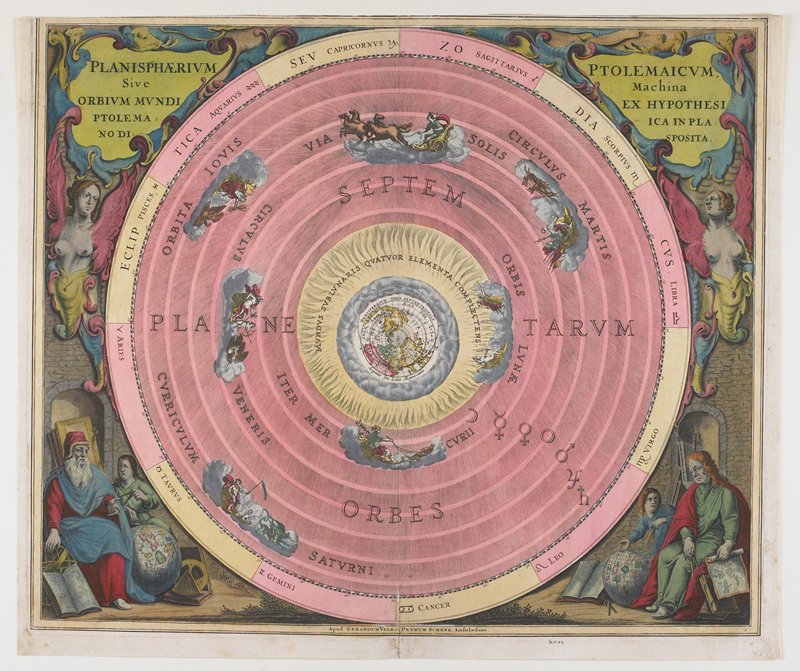 The Planisphere of Ptolemy, plate 1 from Harmonia Macrocosmica, Andreas Cellarius, 1660
