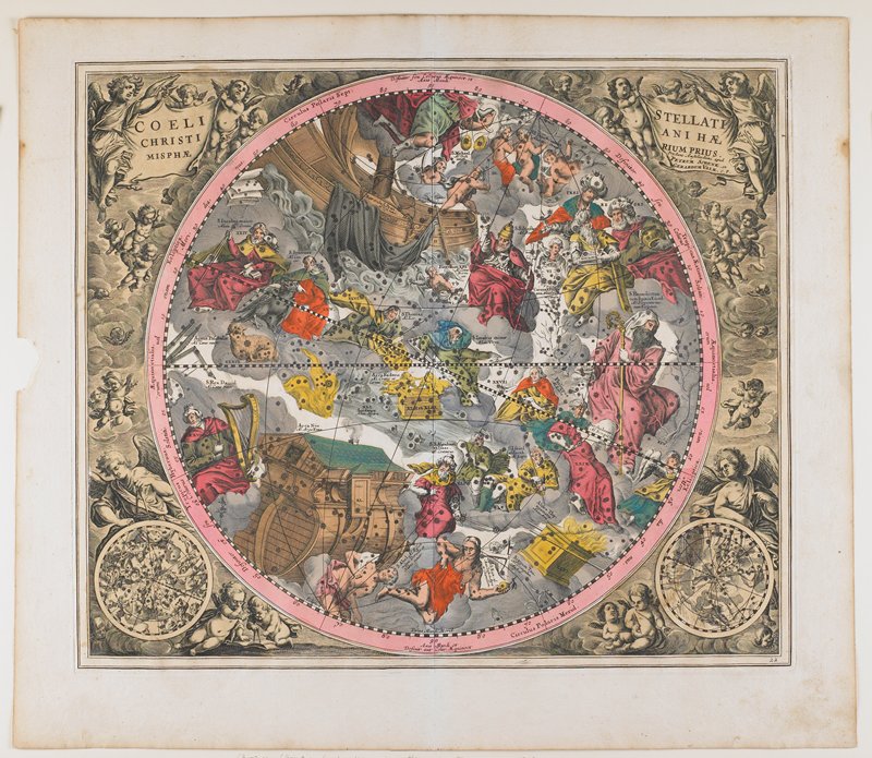Christian Constellation, First Hemisphere, plate 22 from Harmonia Macrocosmica, Andreas Cellarius, 1660