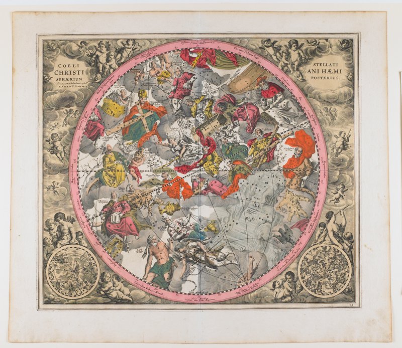 Christian Constellation, Second Hemisphere, plate 23 from Harmonia Macrocosmica, Andreas Cellarius, 1660