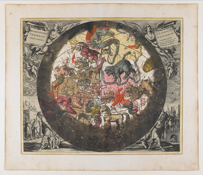 The Northern Stellar Hemisphere, with the Terrestial Hemisphere Lying Beneath, plate 26 from Harmonia Microcosmica, Andreas Cellarius, 1660