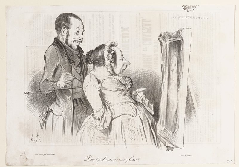 Dieu! quel nez vous me faites, from Croquis D'Expressions, Vol. II. pub. in Le Charivari, Оноре Домье, 1838
