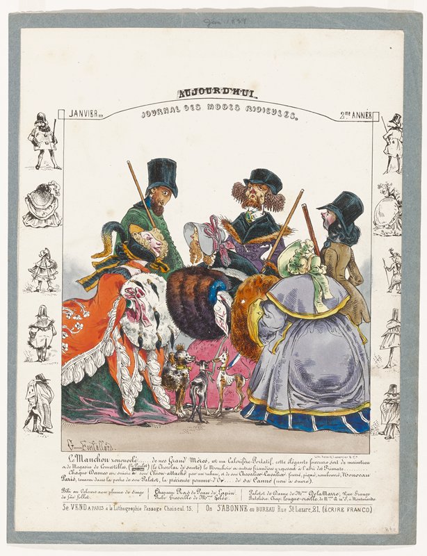 Caricature from Aujord'hui, Bulletin Des Modes Ridicules, Gerard-Fontallard, March 1838