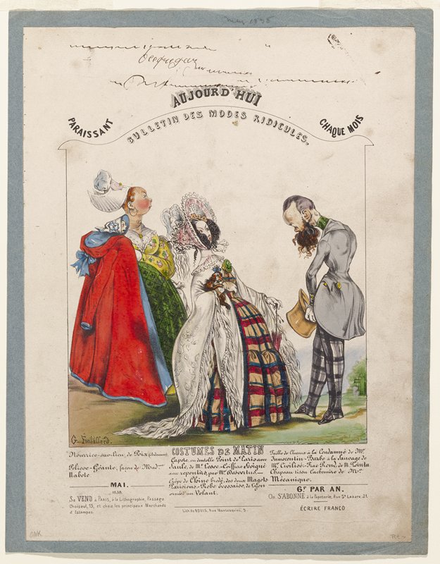 Costumes De Matin, from Aujord'hui, Bulletin Des Modes Ridicules, Gerard-Fontallard, April 1838