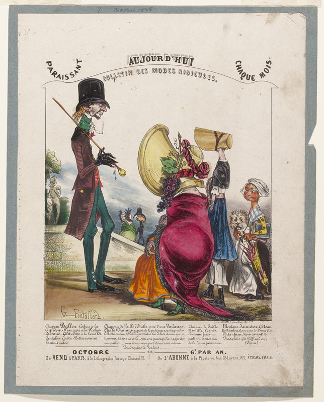 Caricature, from Aujord'hui, Bulletin Des Modes Ridicules, Gerard-Fontallard, October 1838
