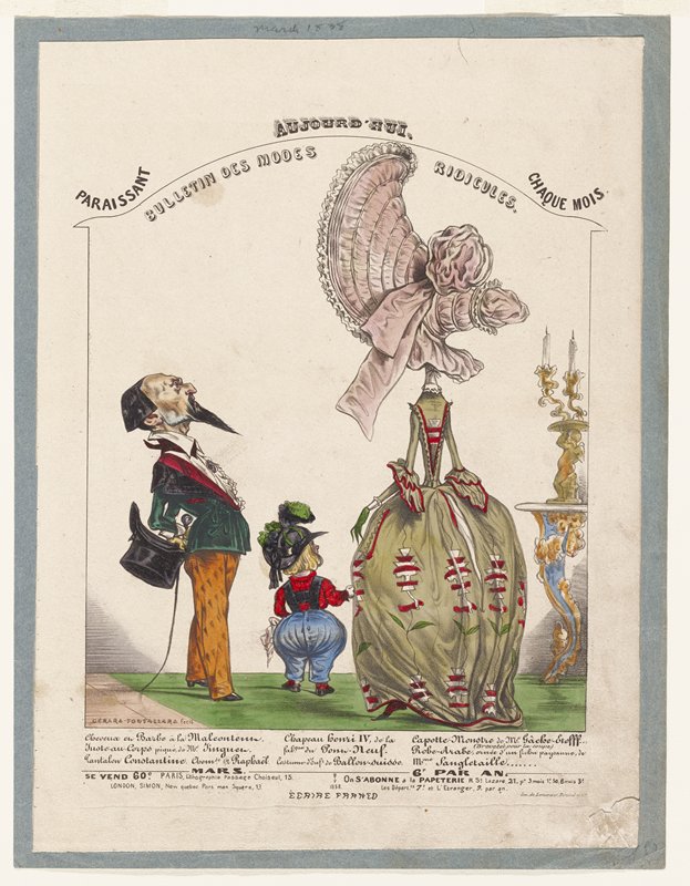 Caricature, from Aujord'hui, Bulletin Des Modes Ridicules, Gerard-Fontallard, January 1839