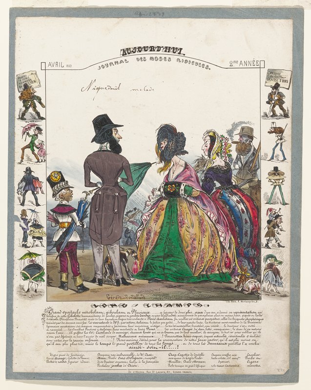 Long-Champs, from Aujord'hui, Bulletin Des Modes Ridicules, Gerard-Fontallard, April 1839