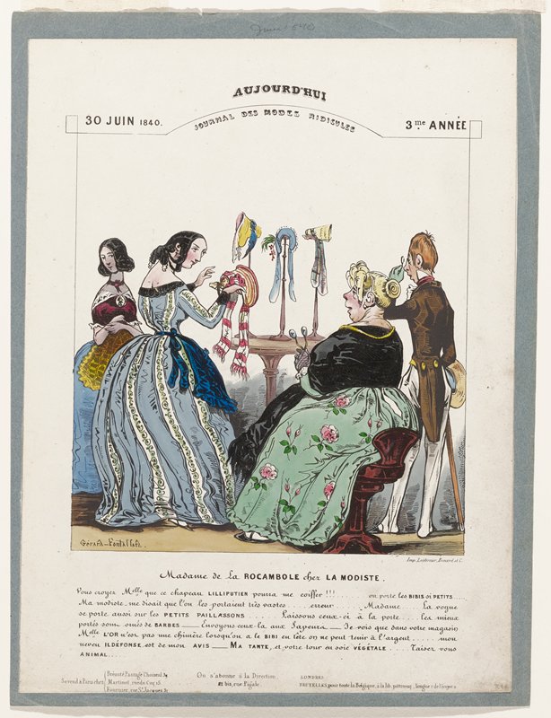 Caricature, from Aujord'hui, Bulletin Des Modes Ridicules, Gerard-Fontallard, June 30, 1840