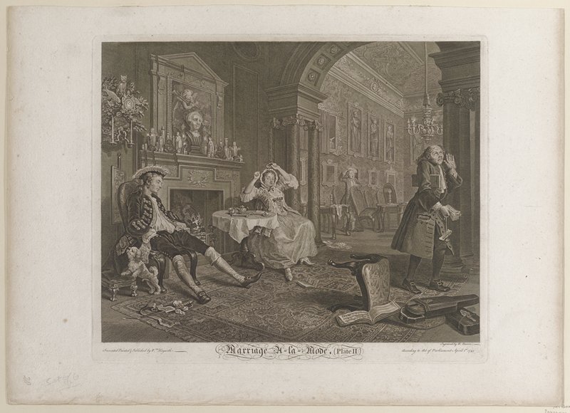 Plate II, from Marriage A-La-Mode, Уильям Хогарт, 1745