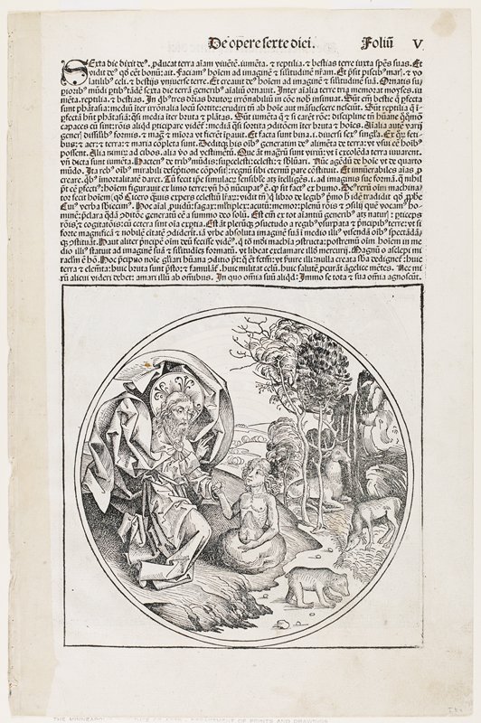 The Sixth Day of Creation (recto); The Seventh Day of Creation (verso), from The Nuremberg Chronicle, Michael Wolgemut, 1493
