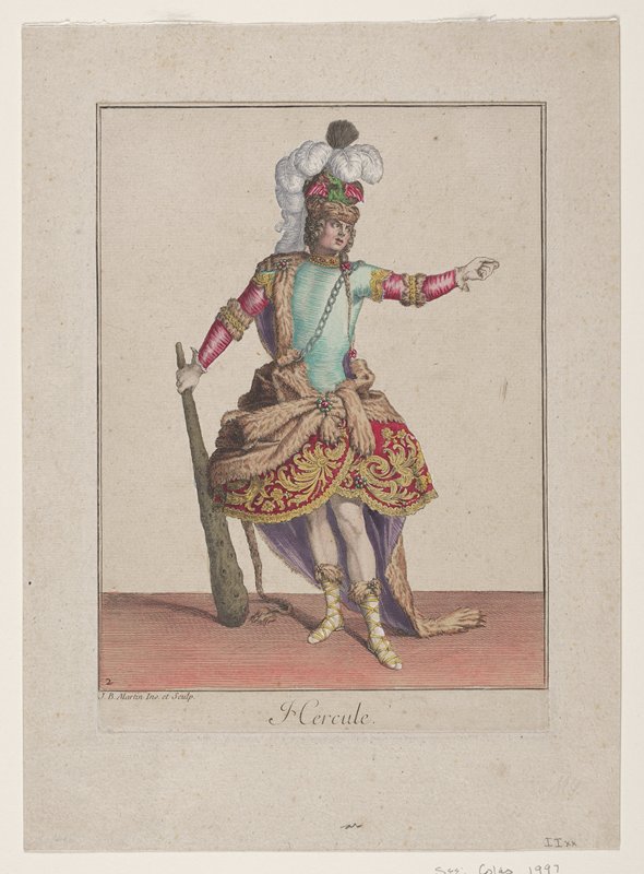 Hercules, from Collection de figures théâtrales, Jean-Baptiste Martin II, c. 1760