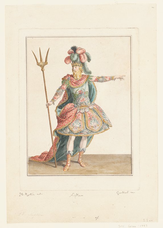 Neptune, from Collection de figures théâtrales, Jean-Baptiste Martin II, c. 1760