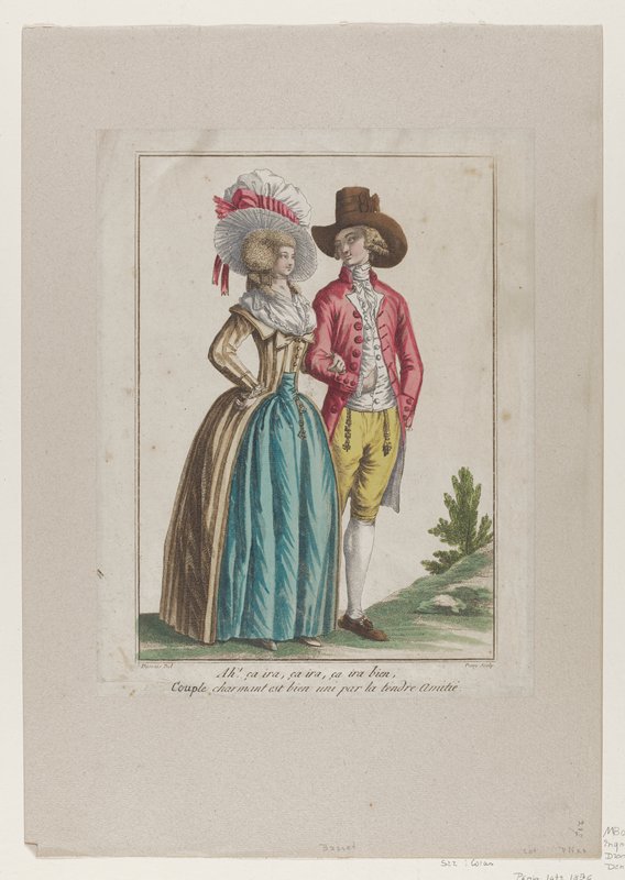 Ah! ca ira, ca ira, ca ira bien, Couple charmant est bien uni par la tendre Amitie, from Collection d'Habillements Modernes et Galants, Jeanne Deny, 18th century