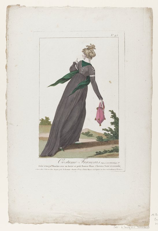 Robe à longue Manches avec un liséré et petit Bouton blanc..., from Costume Français, Jacques-François Chereau, 18th century