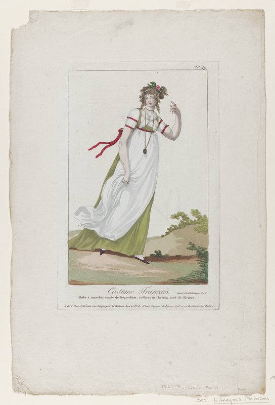 Robe à manches courte de Mousselines..., from Costume Français, Jacques-François Chereau, 18th century