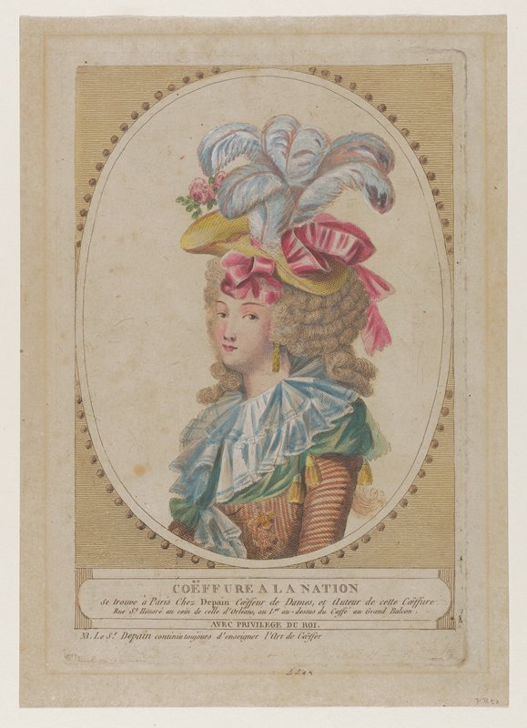 Coeffure a la Nation, from a set of 4 Headdresses, Depain, 18th century