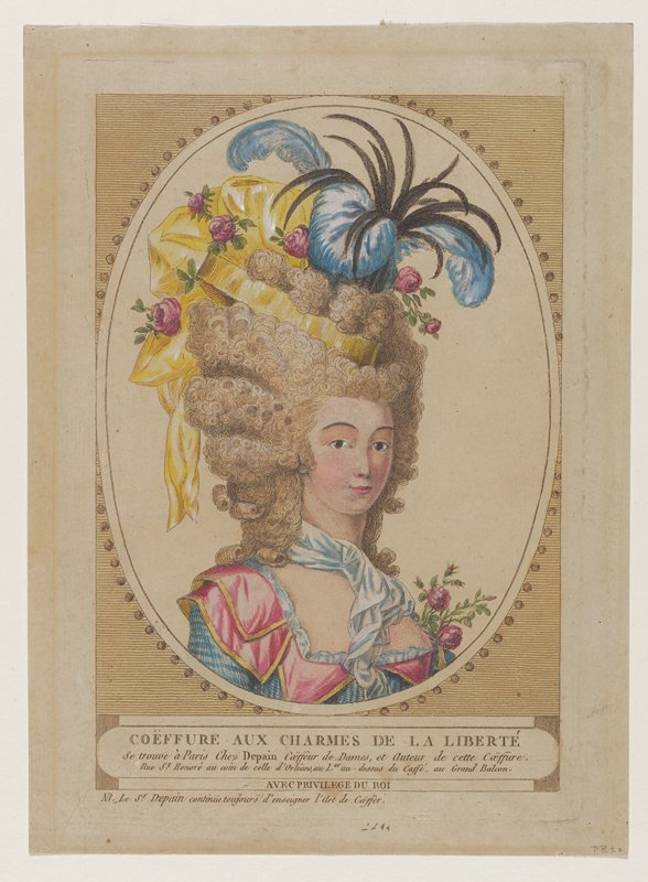 Coeffure Aux Charmes De La Liberte, from a set of 4 Headdresses, Depain, c. 1790