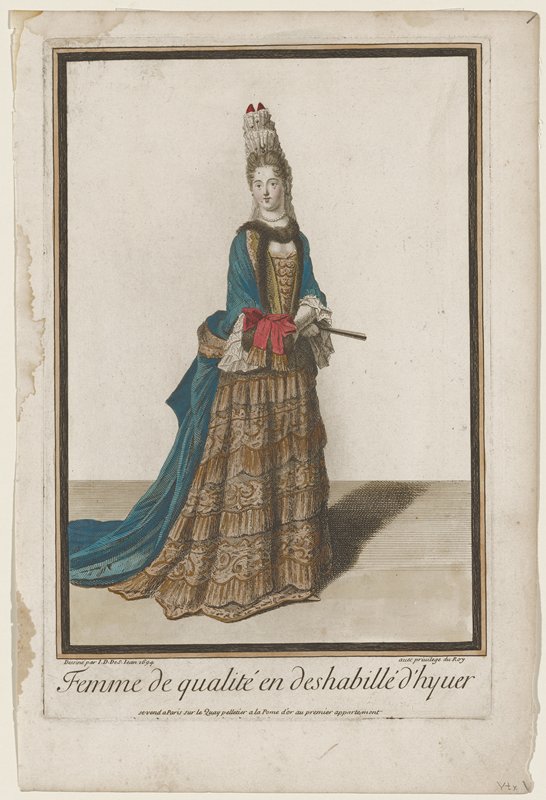 Femme de qualité en deshabille d'hyver, Jean Dieu Saint-Jean, 1694