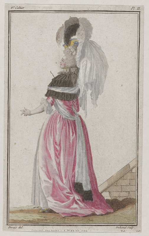 Plate II from Cabinet des Modes, Huitième Cahier, 1 Mars 1786, A.B. Duhamel, March 1, 1786