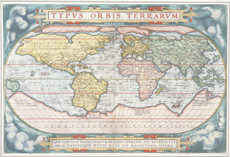 Map of the World, from Theatrum Orbis Terrarum (Theater of the Whole World), Antwerp, Abraham Ortelius, 1570