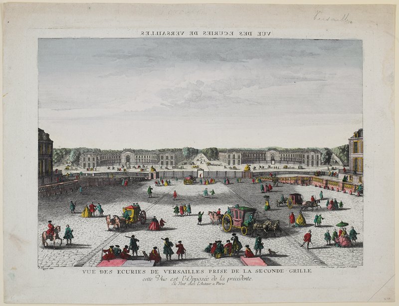 View of the Stables of Versailles from the Courtyard, Jacques Rigaud, 18th century