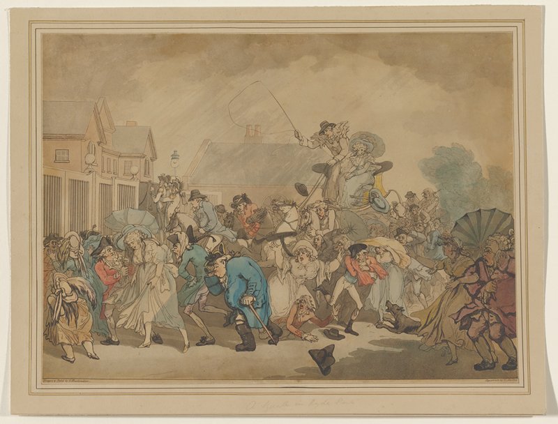 A Squall in Hyde Park, Thomas Rowlandson, 18th century