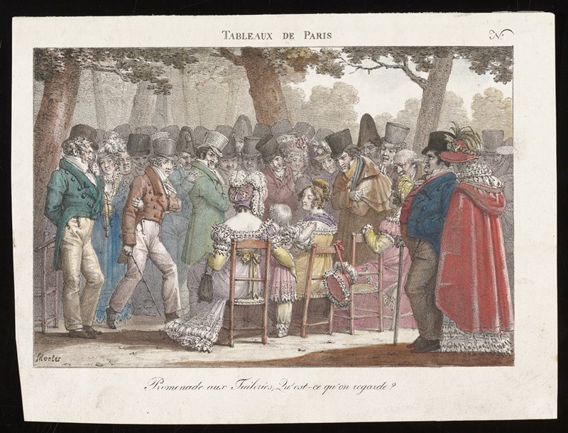 Promenade aux Tuileries, Qu'est-ce qu'on regarde?, Jean Henri Marlet, early 19th century