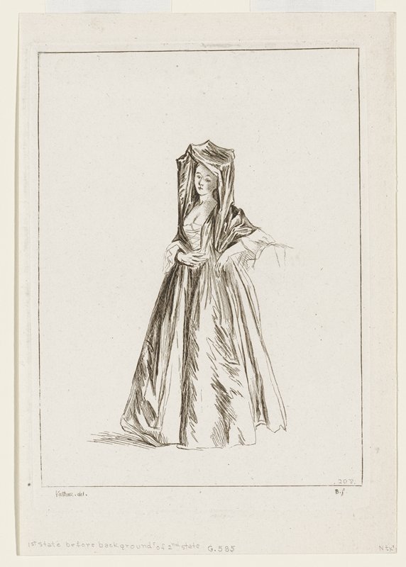 Costume Plate No. 208, Antoine Watteau, 18th century