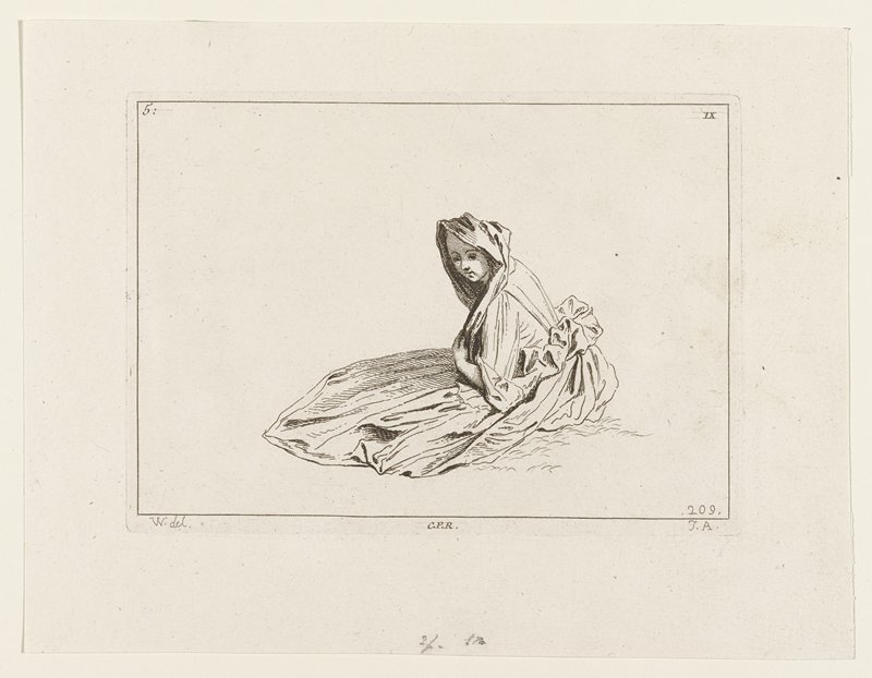 Costume Plate No. 209, Antoine Watteau, 18th century