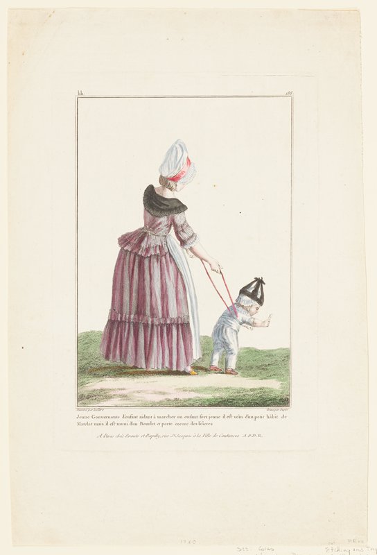 Jeune Gouverante d'enfant aidant a marcher..., from Gallerie Des Modes et Costumes Francais, Rapilly and Esnauts, 1780