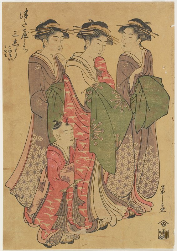 Three Courtesans of the Tsuataya House, Hosoda Eishi, 1787–98