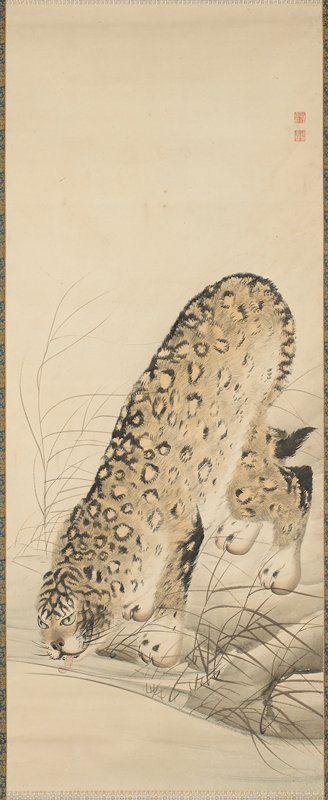 Leopard Drinking from Stream, Nagasawa Rosetsu, late 18th century